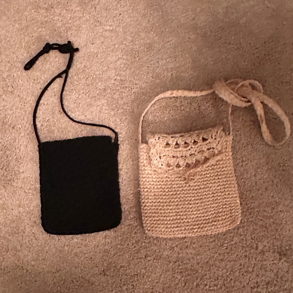 Black and Tan Crochet Shoulder Bags